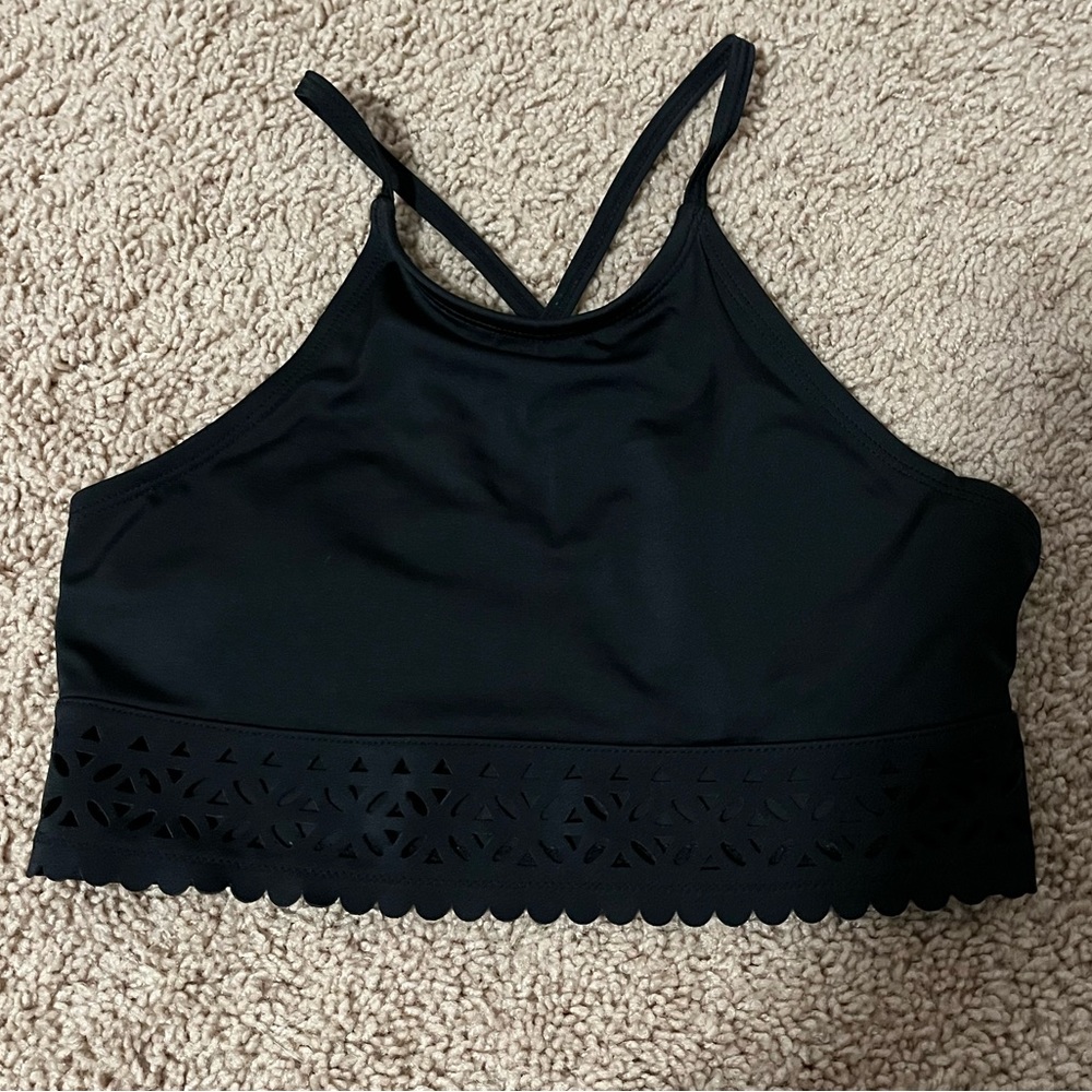 Girls Black Justice bathing suit top